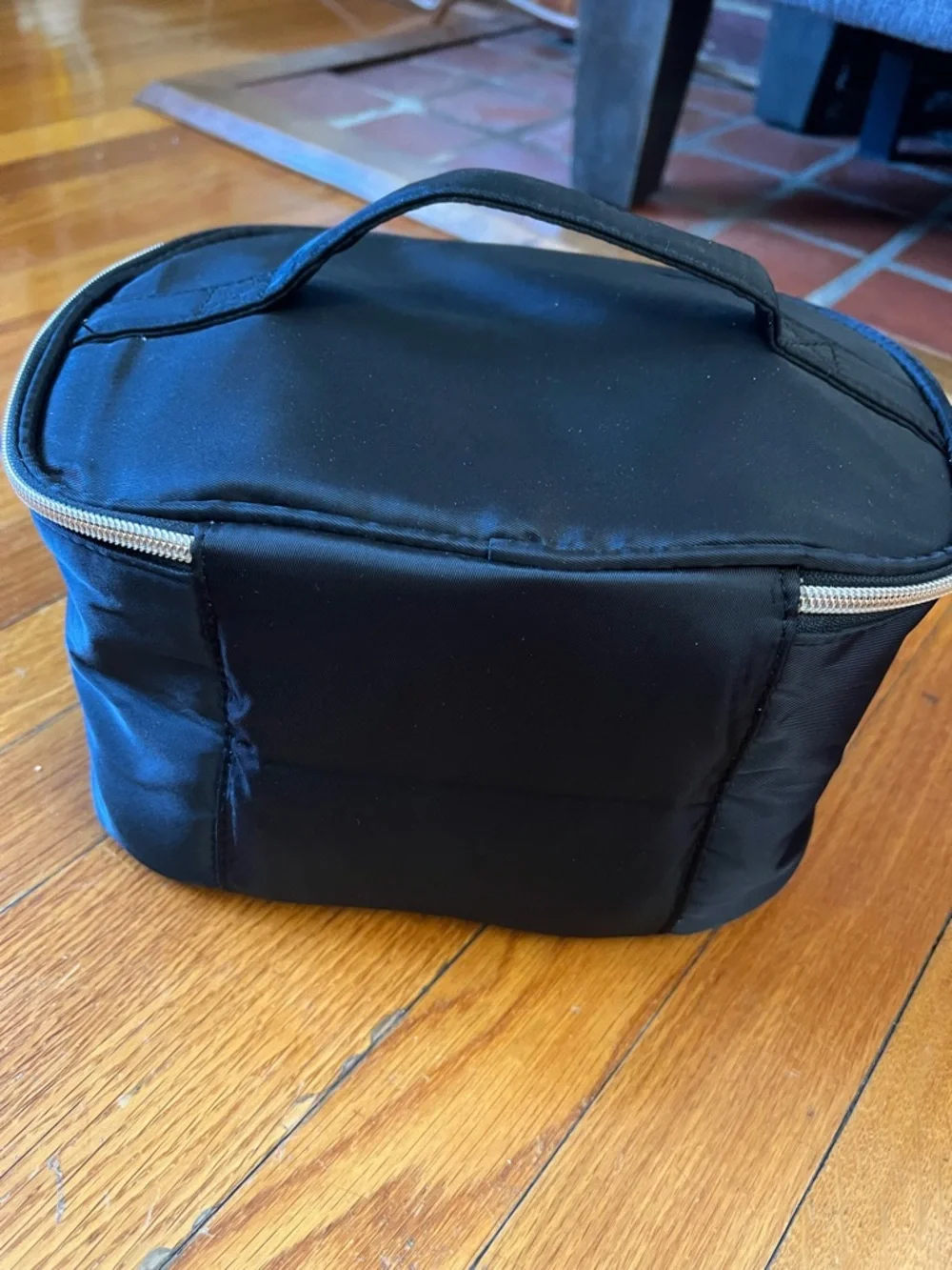 Hands Free Nursing Pump Black Bag with Gold Hardware, Tan Interior